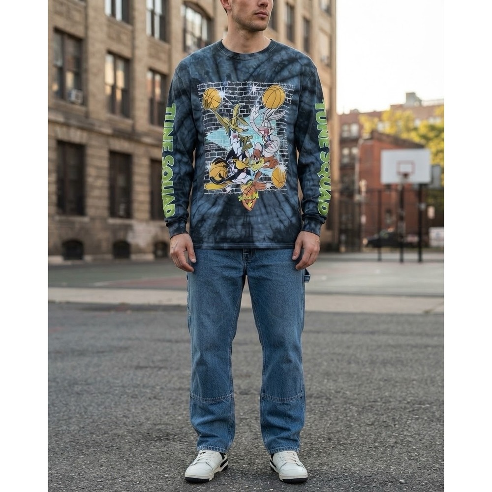 Space Jam Tune Squad Tie Dye Long Sleeve Shirt Men’s L Bugs Bunny Looney Tunes